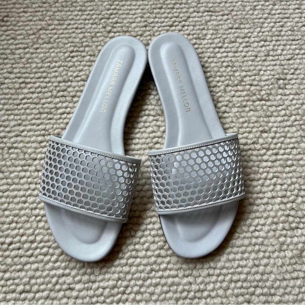 Tamara Mellon White Slide Sandals - size 39.5